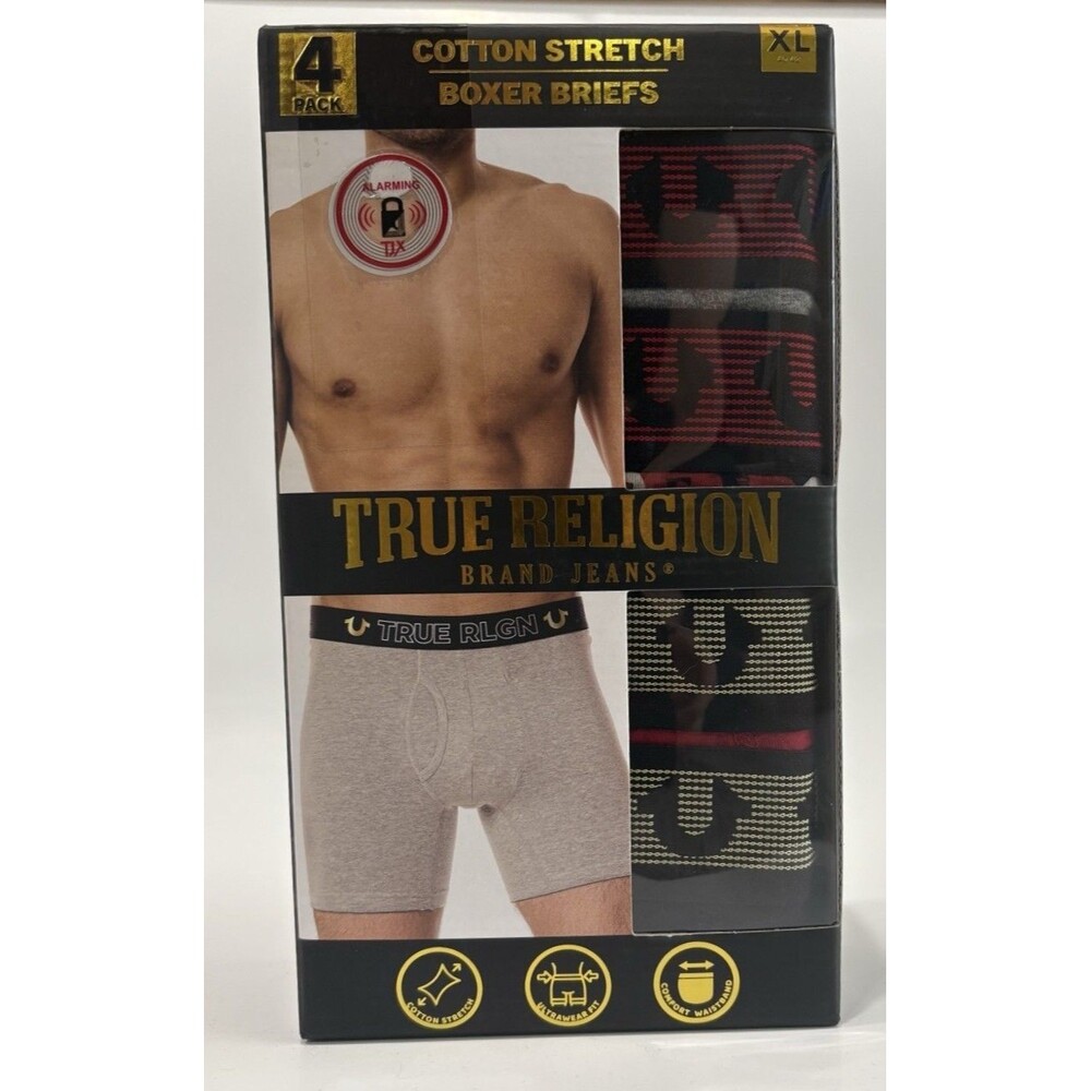 True Religion Men’s Boxer Briefs XL 4 Pack Cotton Stretch Underwear NWT